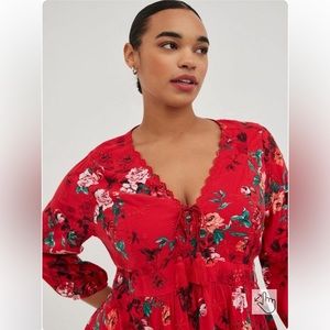 Babydoll Eyelet Lace-Up Top